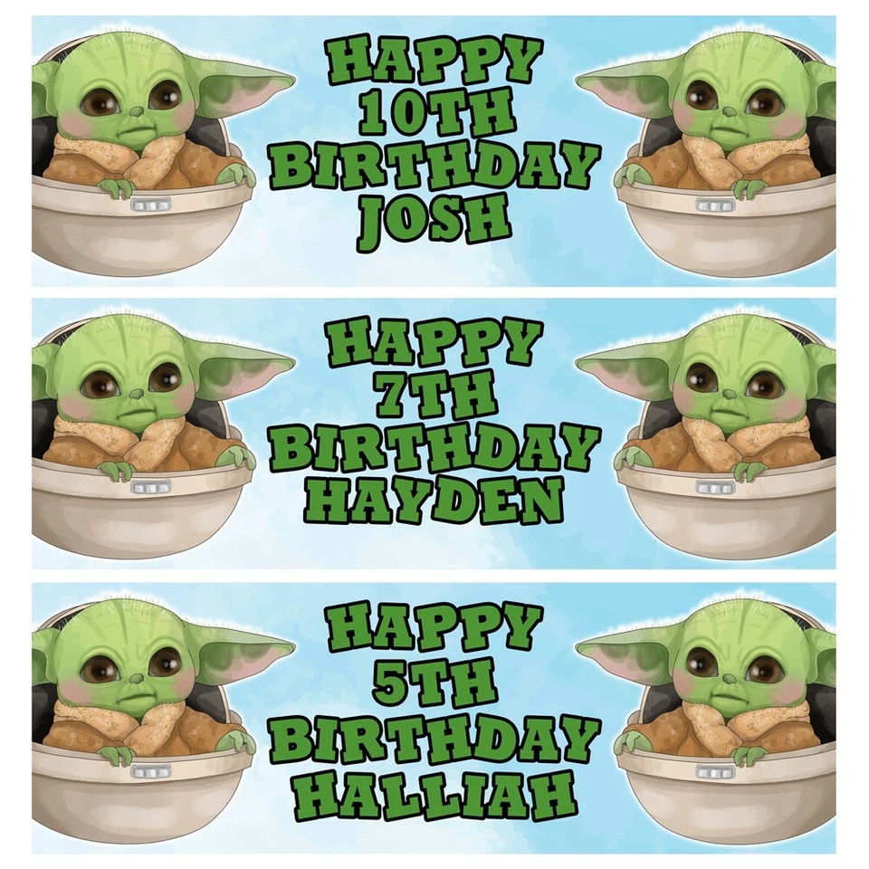Banners personalizados de aniversário BABY YODA - Banners de aniversário Star Wars - Imagem 1 de 1