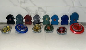 LOT  6 BEYBLADES AND 8 LAUNCHERS IN GOOD USED CONDITION HASBRO / TOMY - Picture 1 of 23