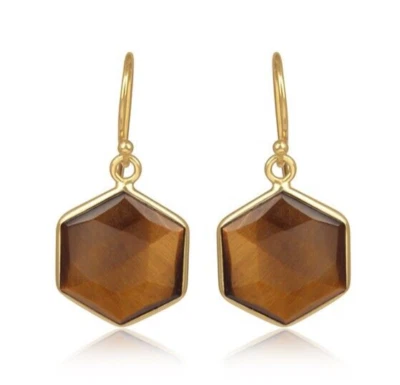 Moda Ojo de Tigre Estilo Festival Pendientes Para Boda y Regalo Joyería Chapada en Oro Foto 1 de 4