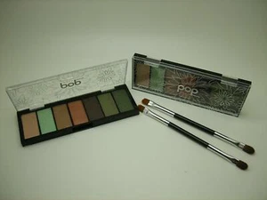 POP BEAUTY LOT OF 2 GREEN EMERALD EYES 7 COLOR EYESHADOW PALETTE WITH 2 BRUSHES - Picture 1 of 1