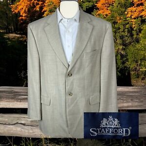 Stafford Sport Coat Mens 44S Beige Tan Polyester Blend