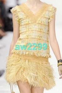 CHANEL $7K EXQUISITE 11P 2011 RUNWAY FANTASY TWEED DRESS NEW 40 38 MARIGOLD - Picture 1 of 12