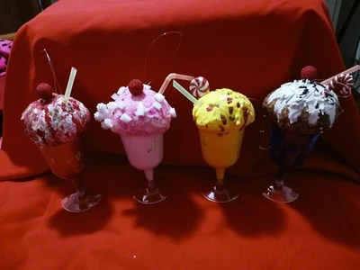 4 Handmade Over Sized Milkshakes, Artificial For Christmas Tree - Image 1 of 4