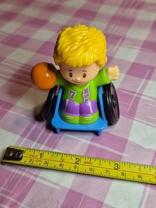 Fisher Price Little People Josh Boy in Wheelchair with Baseketball School Bus - Picture 1 of 15