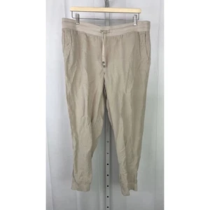 J. JILL Gr. LT L TALL Leinenmischung Jogginghose Pull On Freizeit Crop hellbraun beige  - Bild 1 von 11