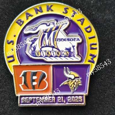 Cincinnati Bengals Minnesota Vikings GAME DAY PIN 9/21/25 US Bank NO PACKAGING - Image 1 of 2