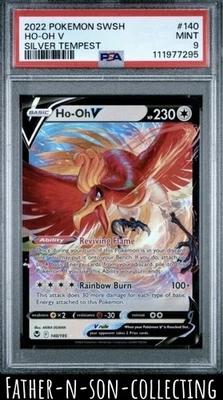2023 HO-OH V PSA 9 Pokemon Silver Tempest 140/195 SWSH Sword & Shield #140 holo - Image 1 of 2