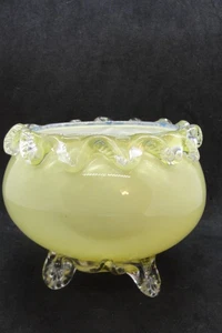 EAPG Unknown Yellow Cased Bowl With Ruffled Edge - Picture 1 of 2