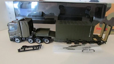 herpa Military SCANIA CS 20 ND  8x4 Tieflader mit Container, oliv, 1/87 - Bild 1 von 4