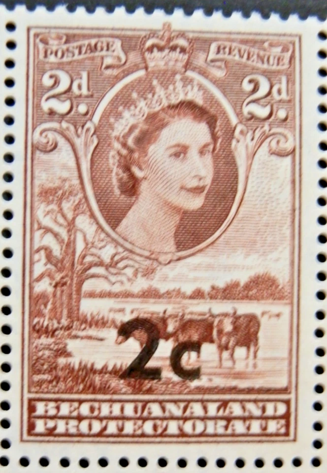 BECHUANALAND PROTECTORATE 1961 SG158 QEII 2c. ON 2d.  RED-BROWN -  MNH - Image 1 of 1