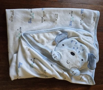 Toalha com capuz Wonder Nation bebê multicolorida menino cachorro filhote mistura de algodão azul - Imagem 1 de 4