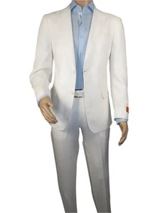 Traje Para Hombre ENZO Lino Primavera Verano Ligero Transpirable E58302-1 Blanco - Imagen 1 de 12