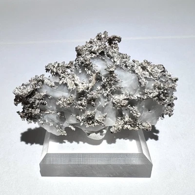 Rare 1.4” Genuine Native Silver on Calcite Crystal from Bouismas Mine, Morocco - Image 1 of 4