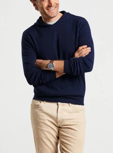 PETER MILLAR Crown Conway Wool Cashmere Popover Hoodie NAVy Blue Sz 2XL $325 - Picture 1 of 13