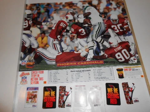 1992 PHOENIX/ARIZONA CARDINALS FOOTBALL SCHEDULE,POSTER AND 7 POCKET SCHEDULES Cover