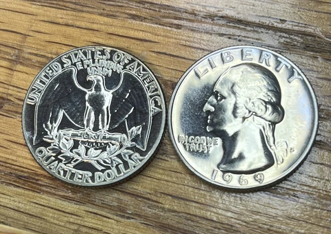 1969 S Washington Quarter Clad PROOF US Mint Coin Cover