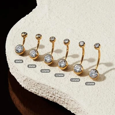 1-3pcs CZ Belly Button Ring Navel Curved Barbell Piercing Jewelry 6Sizes 14G - Image 1 of 4