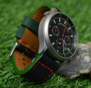 CORREA RELOJ 26 24 22 MM JUND NEGRO GENUINA PIEL NOBUCK APTA PANERAI ETC MASTRAP - Bild 1 von 12