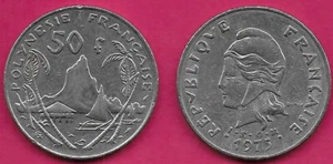 FRANZÖSISCH POLYNESIEN 50 FRANCS 1975 VZ AUFLAGE 500.000,MIT I.E.O.M,MOOREA HAFEN,CA - Bild 1 von 1