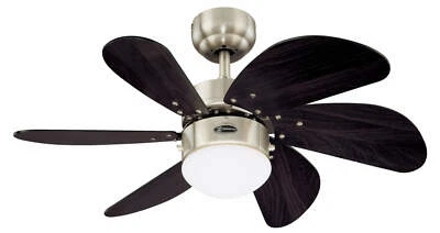 Mini Ceiling fan with Light and Pull chains Turbo Swirl Chrome 76 cm 30" - Image 1 of 4