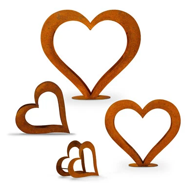 Herz aus Metall Rost Edelrost Rost Holzregal Garten Terrasse Deko Kaminholzregal - Bild 1 von 4