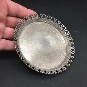 Vintage Egyptian 900 Silver Coaster Dish Lotus Hallmark 107.5 Gram Heavy 4.5" - Picture 1 of 7