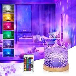 Crown Galaxy Projector Light 16 Colors RGB Ocean Wave Water Ripple Night Light - Picture 1 of 12