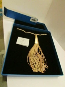 NEW HSN ROBERTO BY RFM GOLD TONE TASSEL TAN FAUX LEATHER NECKLACE JB-7 #15 - Picture 1 of 12