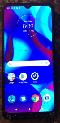 Motorola MOTO G Pure XT2163-4 (32 GB) (T-Mobile) Blue Smart Phone Cracked Glass - Image 1 of 2
