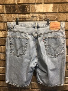 Vintage Levi's 505 Jeans 90s Denim Shorts size 36 RedTab USA - Picture 1 of 4