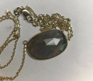 Single Labradorite Necklace 14k Yellow Gold 18 inches - Picture 1 of 10