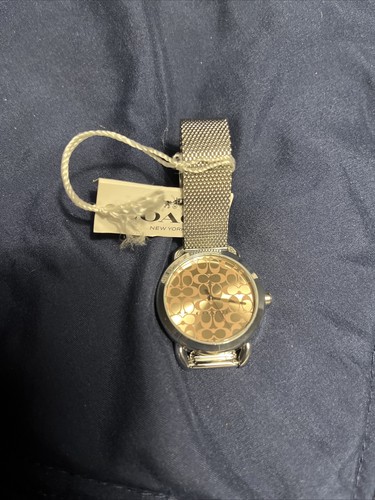 Orologio Coach Argento Acciaio Inox Cinturino in Rete Quadrante Nuovo Con Scatola Spedizione Gratuita