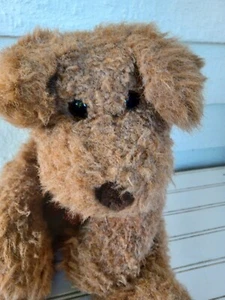  Juguete vintage para cachorro perro Chosun marrón bronceado peluche disquete 19"" sentado  - Imagen 1 de 8