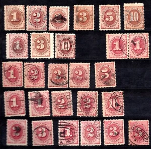 US POSTAGE DUES THE FIRST DESIGN 1879-1891 LOT OF 27 TO THE 10 CENTS - Picture 1 of 1