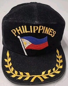 Vintage PHILIPPINES Velvet Cap Snapback BLACK - Picture 1 of 9