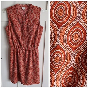 Merona Womens Sundress Medium Dress Red Orange Print Pockets Resort Cruise Vaca - Picture 1 of 17