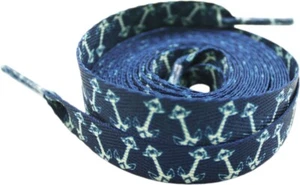 66014 72" Navy Blue Shoelaces Anchors Boot Skate Sourpuss Nautical Sailor NEW - Picture 1 of 1