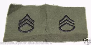 US Army SSGT Staff Sergeant OD Feldshirt Kragen Abzeichen Paar P5001 - Bild 1 von 6