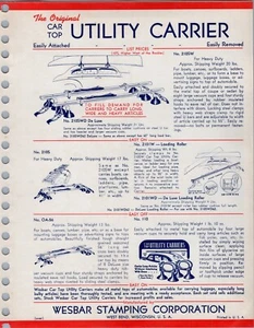 Car Top Utility Carrier Webber Stamping Co. Wisconsin 1950 impresión un volante - Imagen 1 de 2