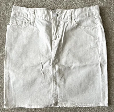 TOMMY HILFIGER 5 Pocket White Denim Mini Skirt Stretch Size 2 EUC - Image 1 of 4