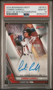2019 Bowman's Best Of 2019 Autografi Corbin Carroll #B19-CC PSA 10 - Foto 1 di 2