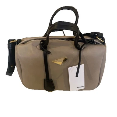 NUEVO: Bolso de Mano Bandolera KENSIE ~ Cuero Vegano ~ Beige/Negro Foto 1 de 4