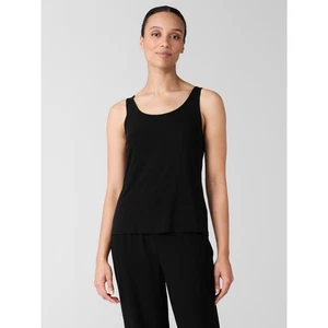 Camiseta sin mangas Eileen Fisher Luxe para mujer 100 % seda elástica, negra, talla L nueva con etiquetas - Imagen 1 de 8