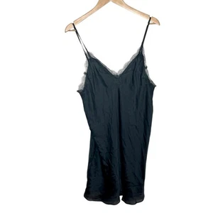 Victorias Secret Satin Lace Trim Cami Mini Slip Black Womens XL Coquette Y2K - Picture 1 of 8
