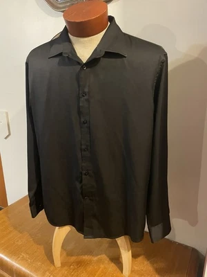 Flex Luxury Collection Dress Shirt L Mens Black Long Sleeve Button Up Stretch - Image 1 of 4