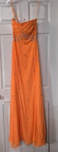 ORANGES SPAGHETTITRÄGERKLEID A-LINIE PERLEN VON RIVA DESIGN - Bild 1 von 9
