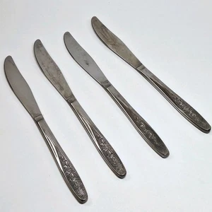 4 Superior Stainless Steel USA Intl Silver Radiant Rose Dinner Knives  - Picture 1 of 6