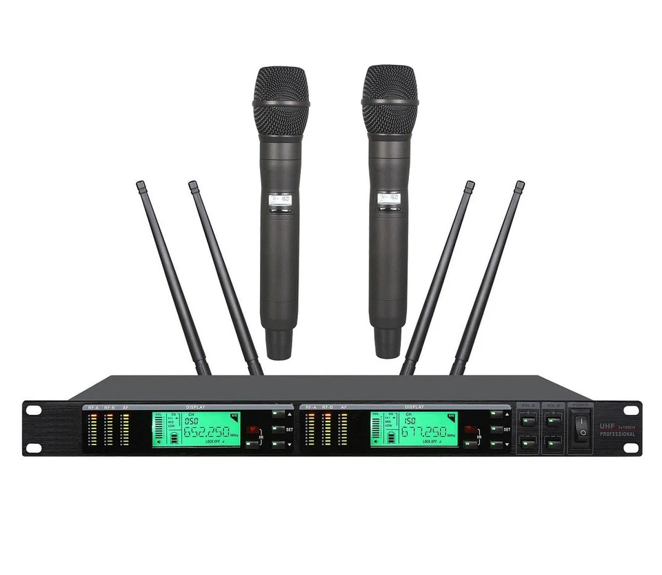 Dual Wireless Microphone UHF Professional Singer Party True Diversity For SHURE - Image 1 of 4