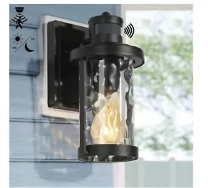 Uolfin Modern Black Outdoor Wall Light 1-Light Motion Sensor Wall Lantern - Picture 1 of 7