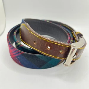 J. McLaughlin Karogürtel Lederbesatz Freizeit eleganter Gürtel Herren Gr. 38 - Bild 1 von 11